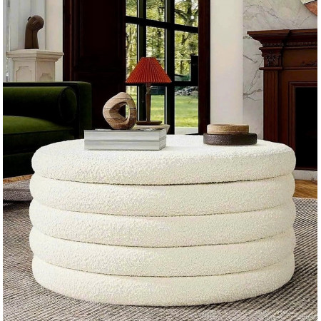 88003015 Dove White : Ghế,  Đôn , Bàn Coffee Tròn - Trắng Ngà